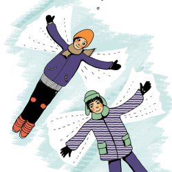 2 Jungen machen Schnee-engel
